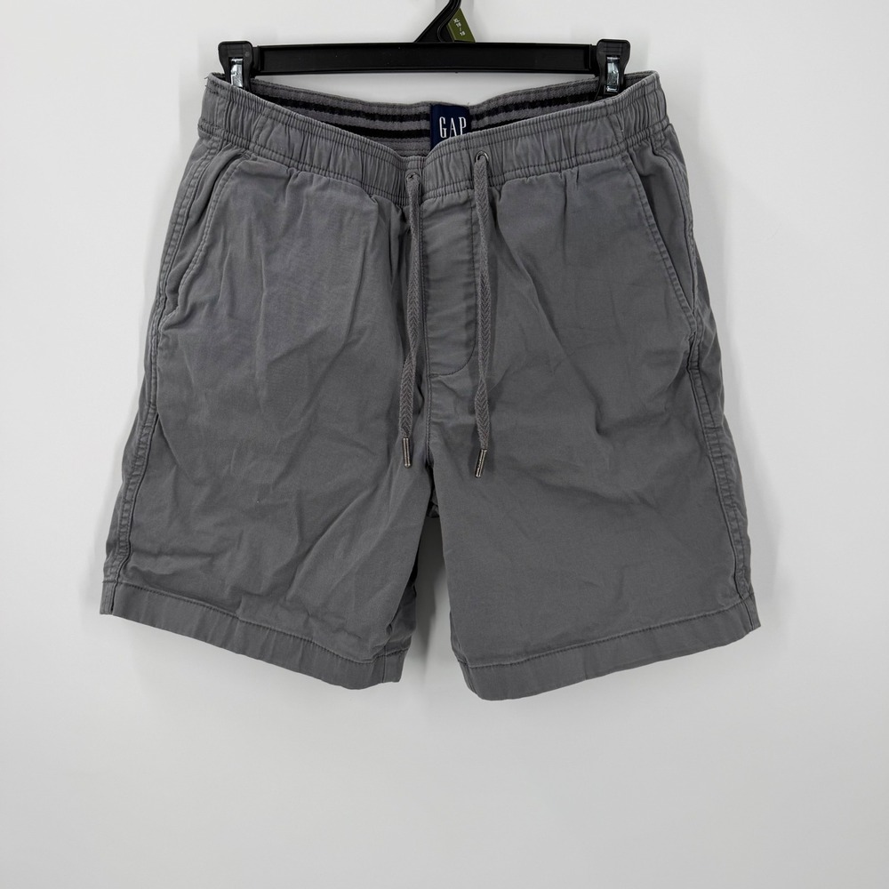 GAP Men's Gray Drawstring Casual Chino Shorts Elastic Waist pockets Size Small